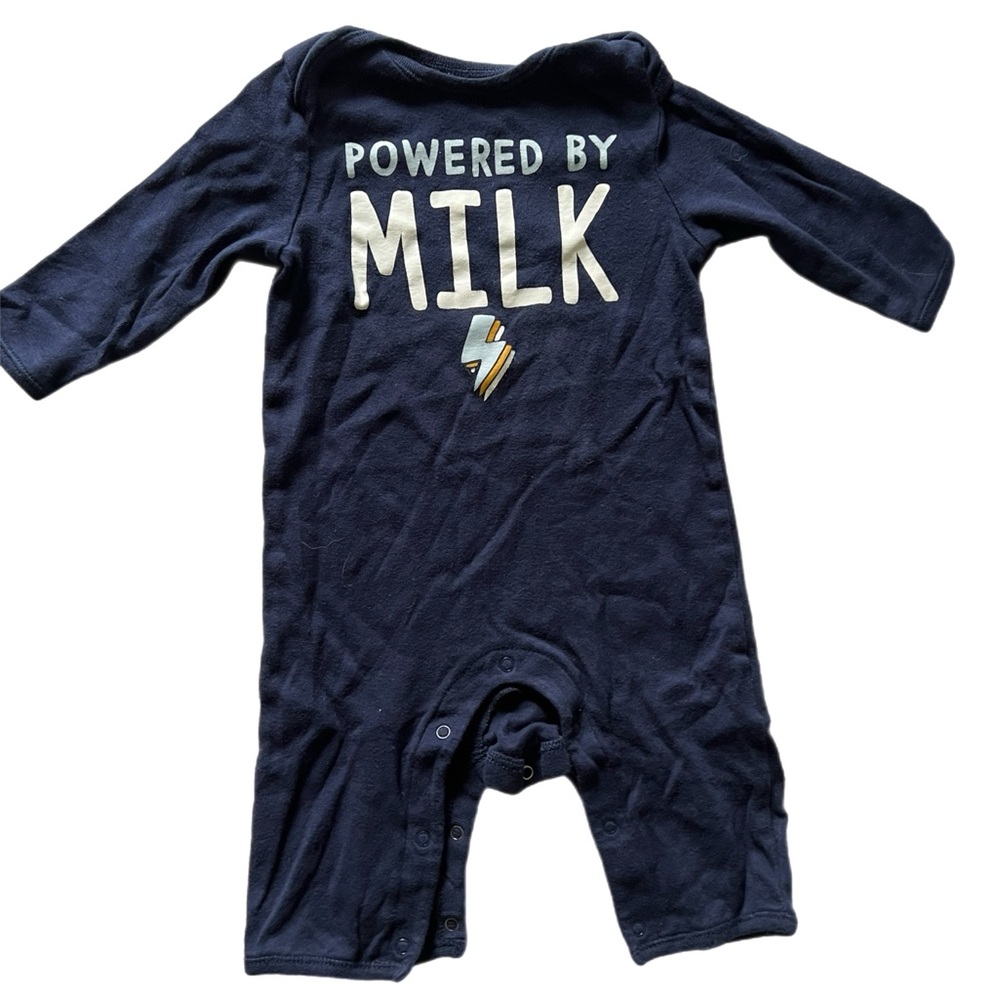 OLD NAVY “Powered by Milk” Onesie Long Sleeve Jumpsuit, Size 3-6 Months
